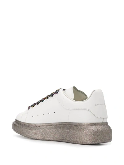Shop Alexander Mcqueen Oversized Glitter Detail Low-top Sneakers In White