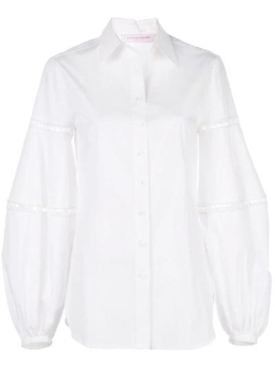 Shop Carolina Herrera Oversized Lace-trimmed Shirt In White