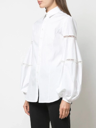 Shop Carolina Herrera Oversized Lace-trimmed Shirt In White