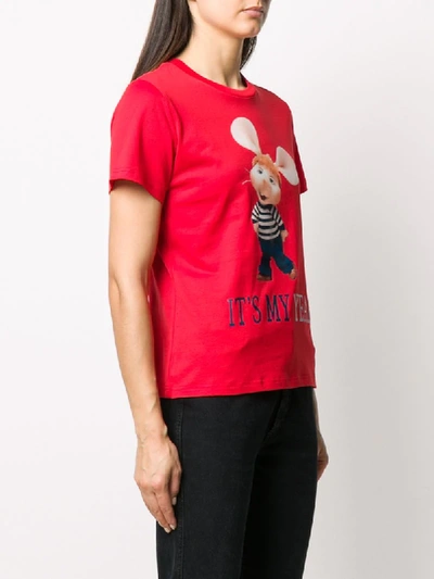 Shop Alberta Ferretti Topo Gigio Print T-shirt In Red