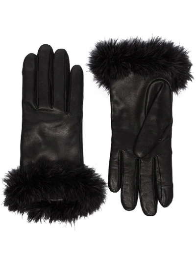 Shop Agnelle Boa Alpaca-trimmed Leather Gloves In Black