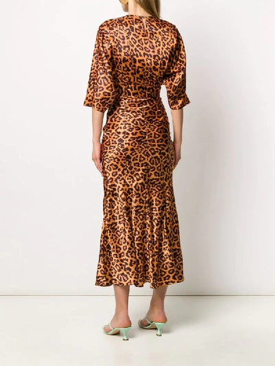 Shop Attico Side Slit Leopard Print Dress In Brown