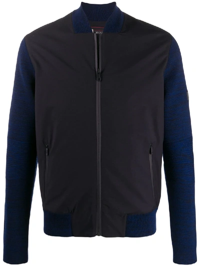 Shop Z Zegna Contrast Design Bomber Jacket In Blue