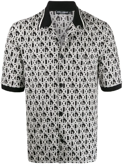 Shop Dolce & Gabbana All-over Dg Print Polo Shirt In Black