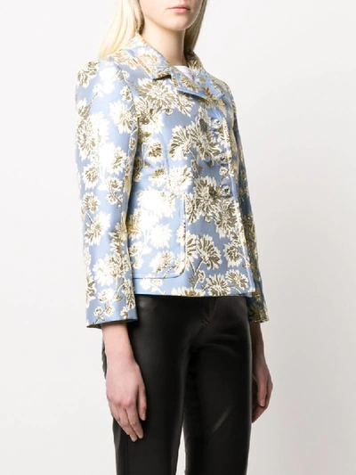 Shop N°21 Floral Jacquard Double-breasted Jacket In Blue