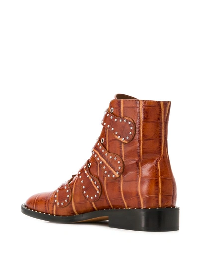 Shop Givenchy Stud-embellished Multi-strap Ankle Boots In Brown