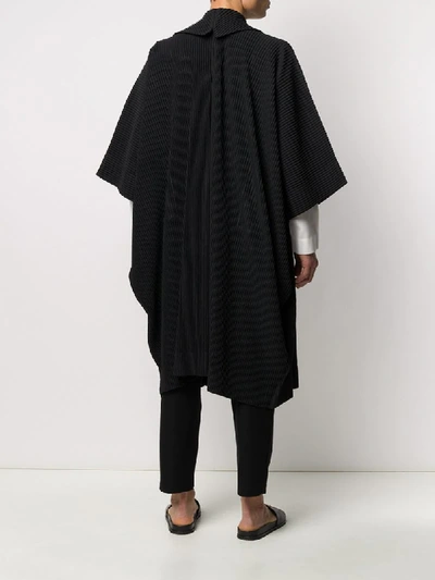 Shop Issey Miyake Pleated Draped Coat In Black