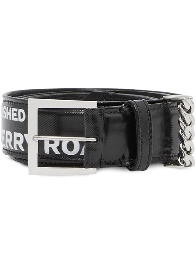 Shop Burberry Chain Detail Horseferry Print Belt In Black
