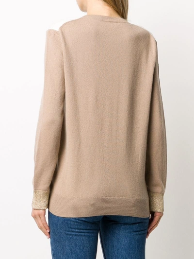 Shop Moncler Two Tone Jumper In Neutrals