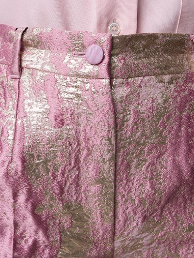Shop Dolce & Gabbana Metallic Jacquard Tailored Trousers In Pink