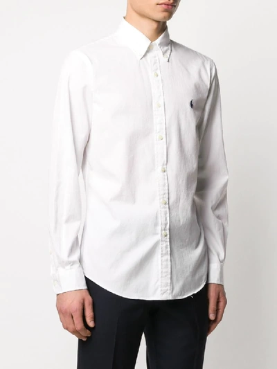 Shop Ralph Lauren Embroidered-logo Slim Shirt In White