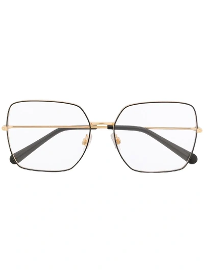 Shop Dolce & Gabbana Square Frame Glasses In Gold