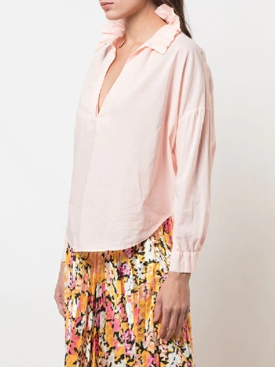 Shop A Shirt Thing Ruffle Neck Boxy Shirt In Pink