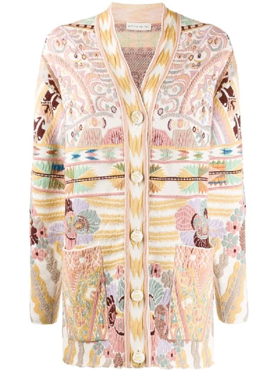 Shop Etro Abstract Pattern Cardigan In Neutrals