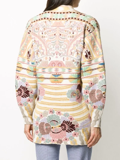 Shop Etro Abstract Pattern Cardigan In Neutrals