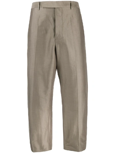 Shop Rick Owens Larry Slim Astaires Cropped Trousers In Brown