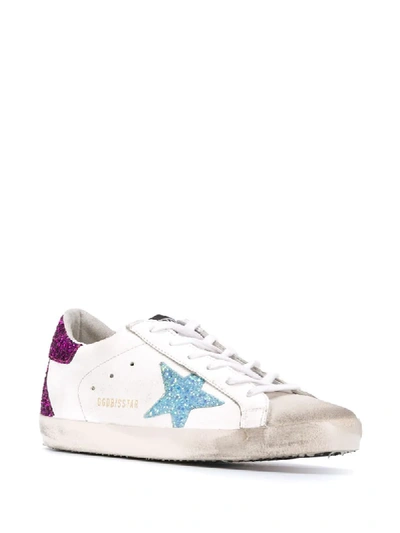 Shop Golden Goose Superstar Glittered Sneakers In White