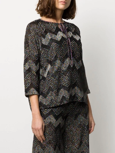 Shop M Missoni Zig-zag Knit Boxy Top In Black