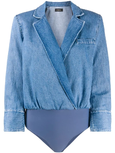 Shop Pinko Jacket Bodysuit In Blue