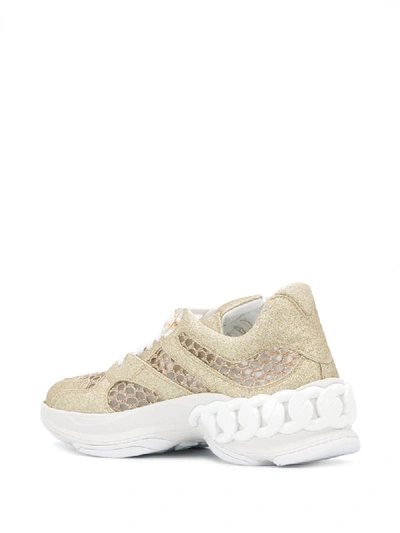 Shop Casadei Glitter Low-top Sneakers In Gold