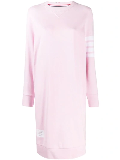 Shop Thom Browne 4-bar Loopback Sweatshirt Dress In Pink