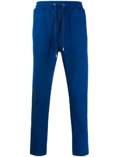 Shop Kenzo Dual-fabric Logo Jogging Trousers In Blue