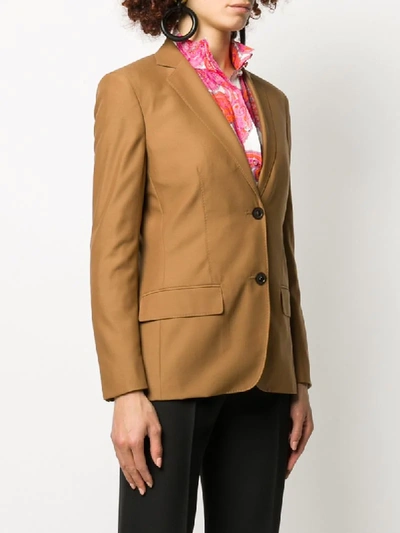 Shop Agnona Single-breasted Slim-fit Blazer In Brown