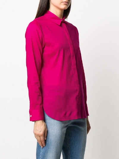 Shop Theory Tailored Curved Hem Shirt In Pink