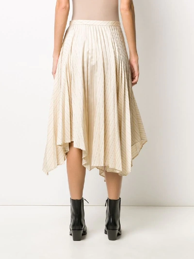 Shop Acne Studios Pinstripe Asymmetric Skirt In Neutrals