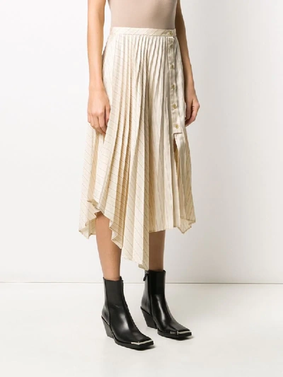 Shop Acne Studios Pinstripe Asymmetric Skirt In Neutrals