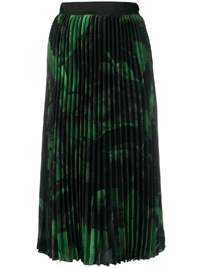 Shop Off-white Brushstroke Plissé Skirt In 1040 Black Green