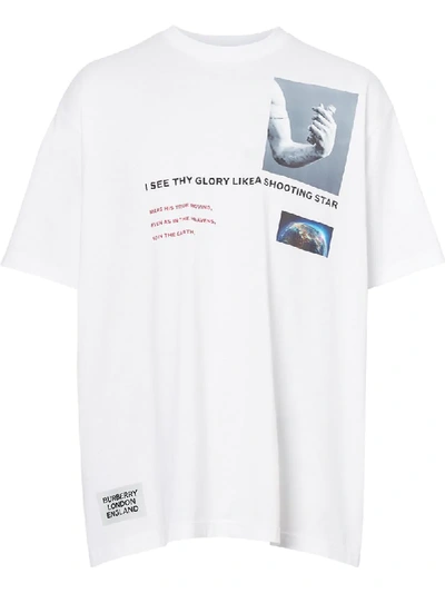 Shop Burberry Oversized Montage Print T-shirt In White