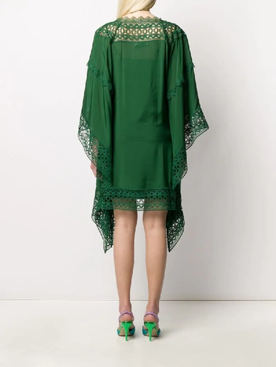 Shop Self-portrait Embroidered Kaftan Dress In Green