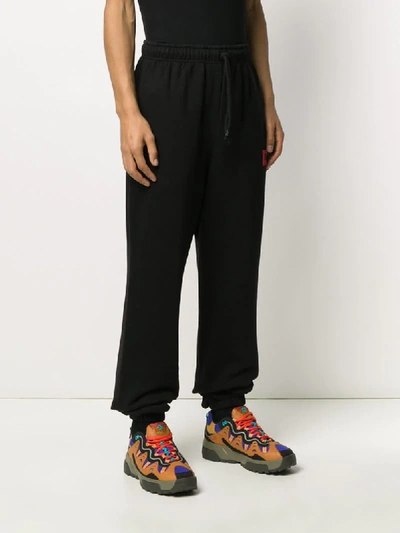 Shop 424 Logo Patch Long Track Pants In Black