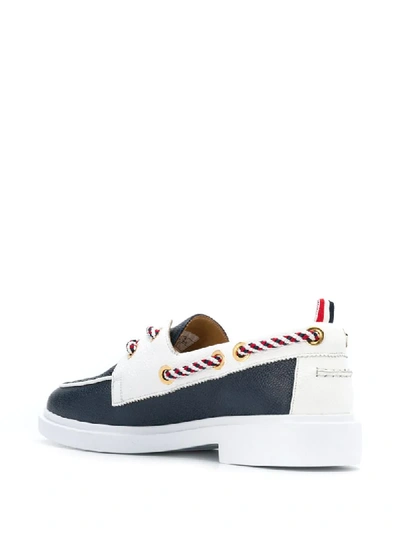 Shop Thom Browne Pebble Leather Boat Shoes In Blue