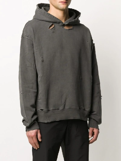 Shop C2h4 Distressed Jersey Hoodie In Grey