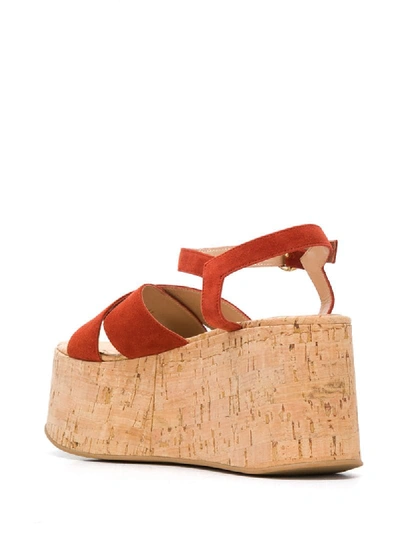 Shop Gianvito Rossi Cork Platform Sandals In Orange