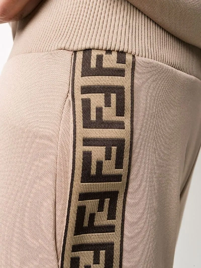 Shop Fendi Ff Side Stripe Track Pants In Neutrals