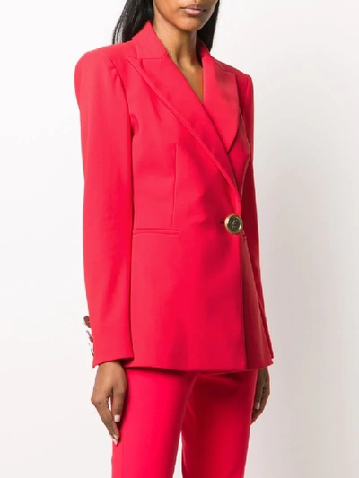 Shop Fausto Puglisi Fitted Logo-button Blazer In Red