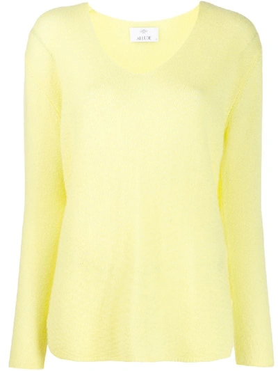 Shop Allude V-neck Cashmere Jumper In Yellow