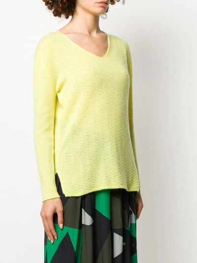 Shop Allude V-neck Cashmere Jumper In Yellow