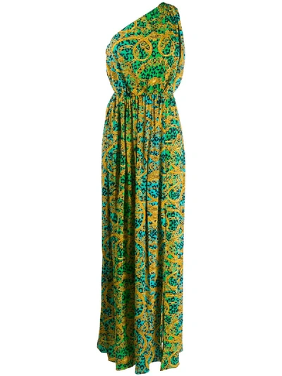 Shop Versace Jeans Couture Leo Chain Print Maxi Dress In Green