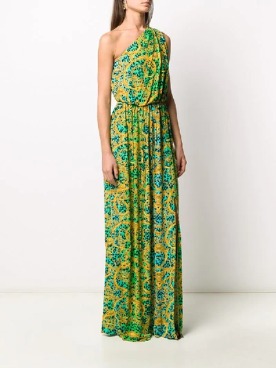 Shop Versace Jeans Couture Leo Chain Print Maxi Dress In Green