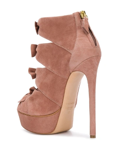 Shop Casadei Front Bow Platform Sandals In Pink