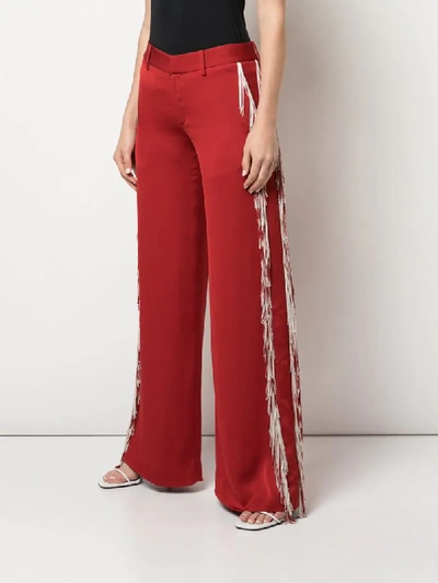 Shop Monse Fringe Wide-leg Trousers In Red