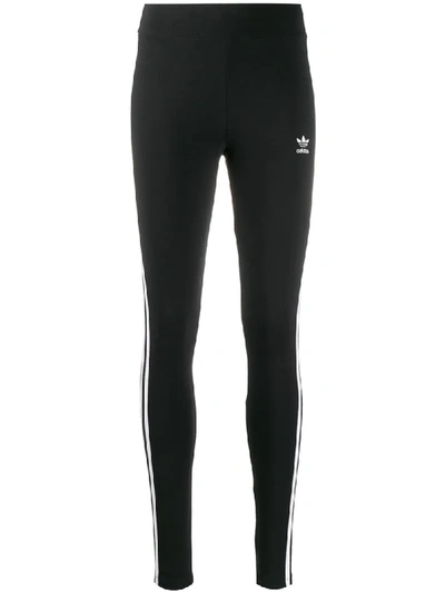 Adidas Originals Black 3-stripes Leggings In Black