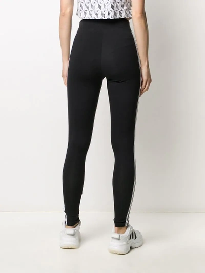 Adidas Originals Black 3-stripes Leggings In Black