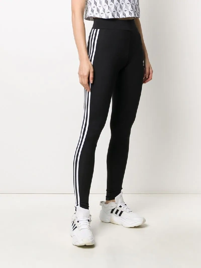 Adidas Originals Black 3-stripes Leggings In Black