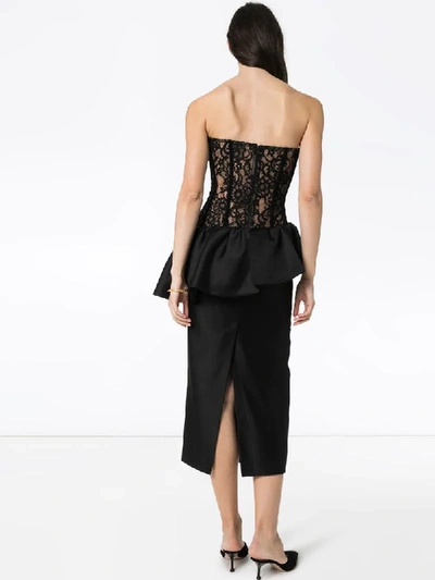 Shop Rasario Corseted Lace Midi Dress In Black