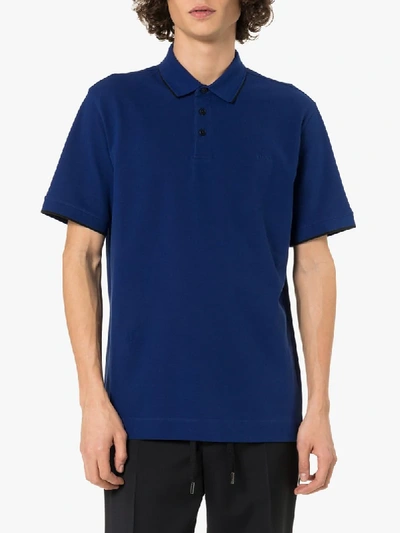 Shop Z Zegna Logo-embroidered Polo Shirt In Blue